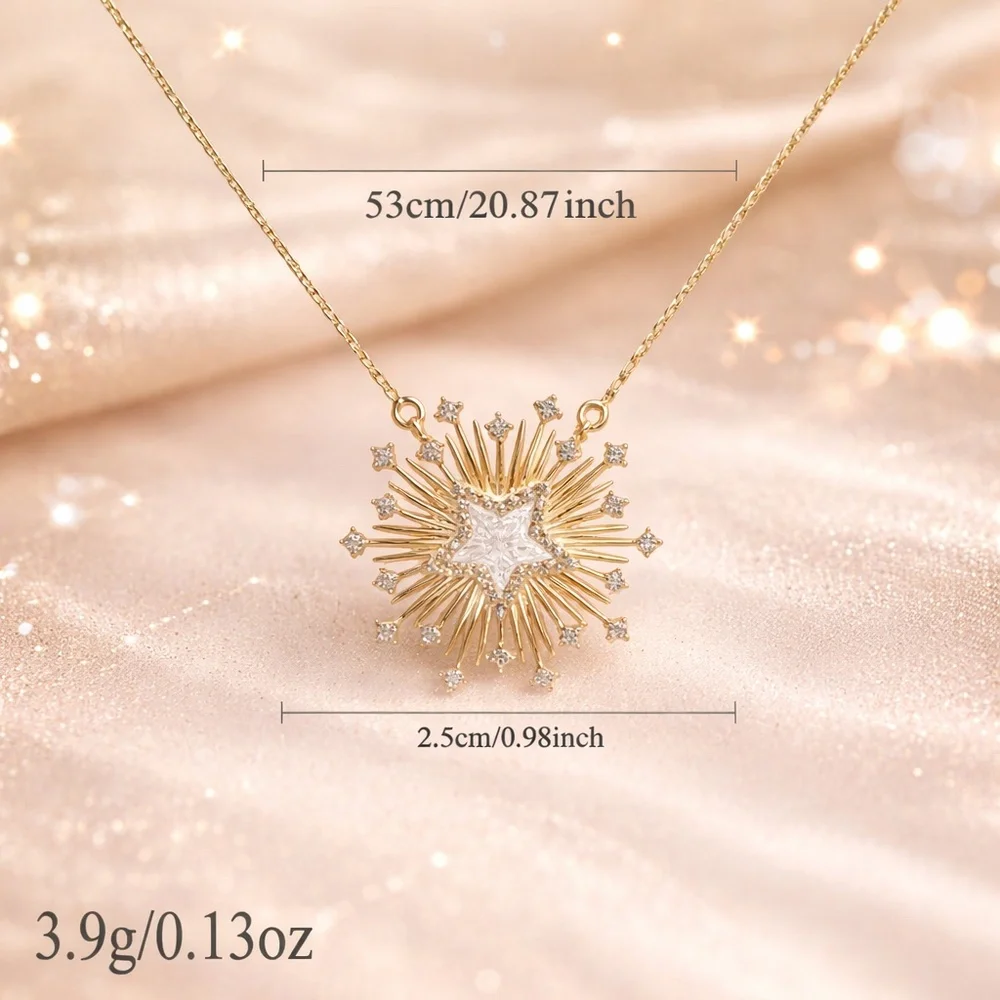 Gold Starburst Necklace with Crystal Accents